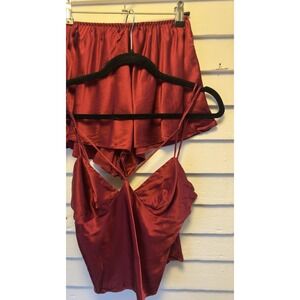 Vintage Victoria's Secret Lingerie 90s Red Satin Shorts Cami Sleep Set